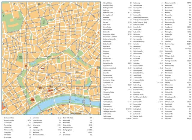 Mappa delle strade di Francoforte