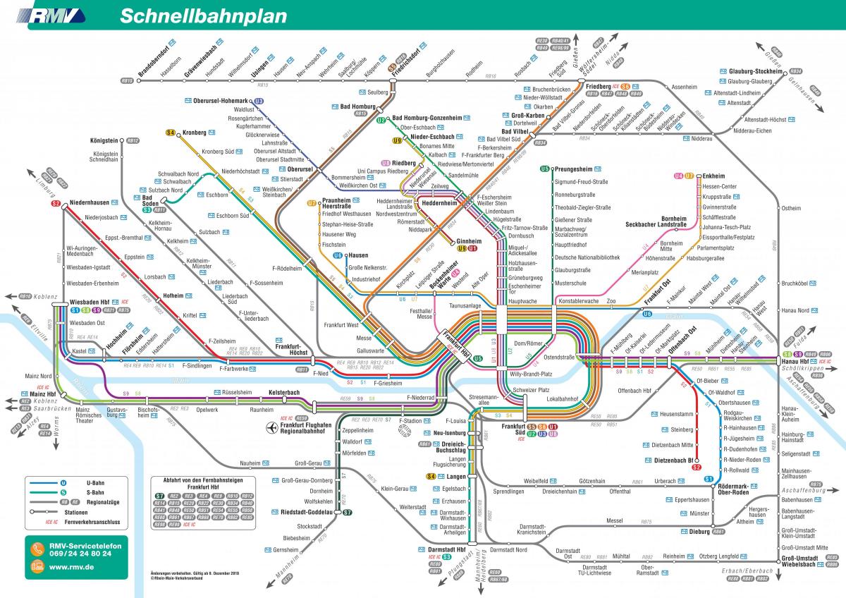 Mappa delle stazioni della metropolitana di Francoforte