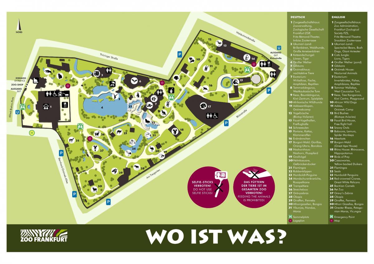 Mappa del parco zoologico di Francoforte