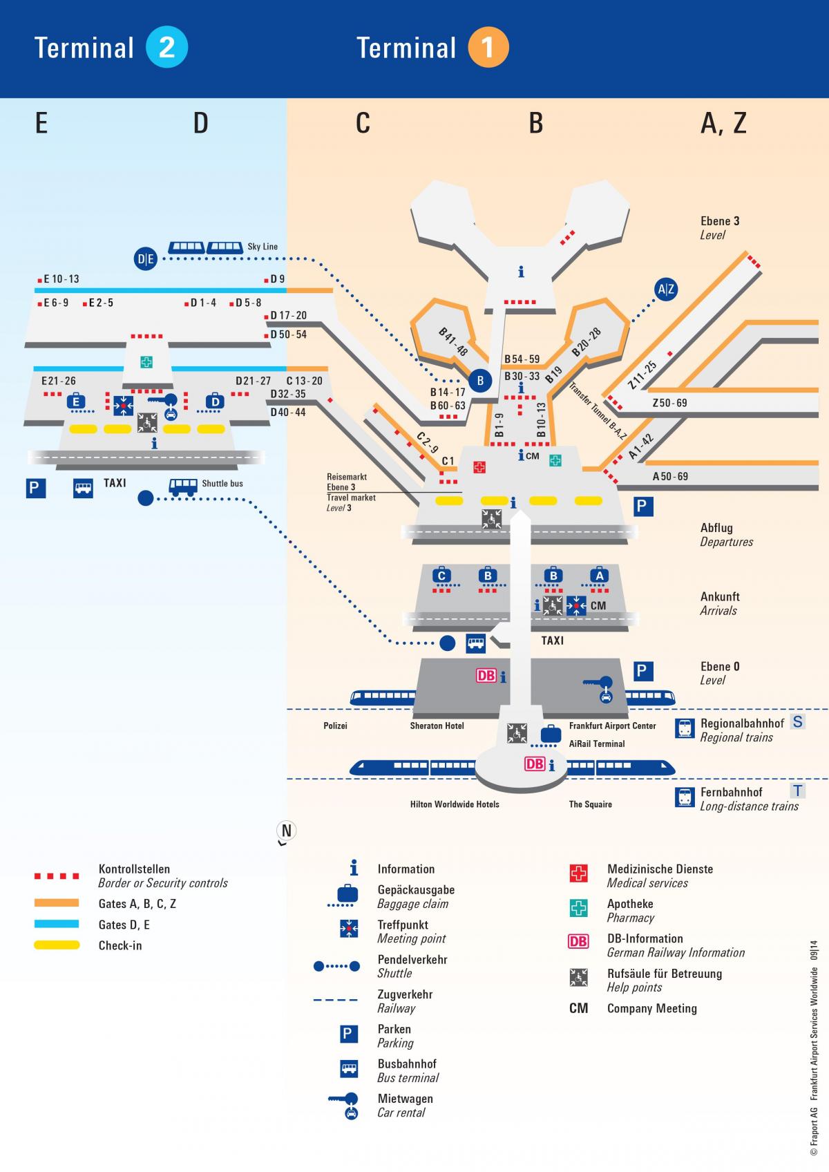 Mappa del terminal dell'aeroporto di Francoforte